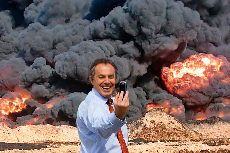 Peter Kennard, Photo Op, photomontage, 2005.